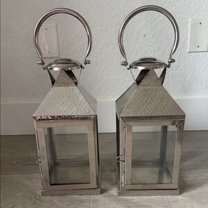 Silver Metal Lantern Set